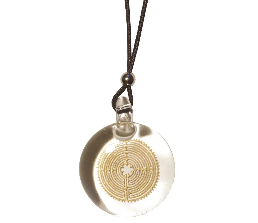 Anhänger - Chartres- Glas 3,5cm mit Baumwollband