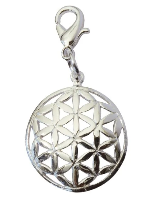 Anhänger Karabiner "Blume des Lebens" Messing-versilbert 1