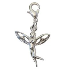 Anhänger - Karabiner -Engel- Messing-versilbert 1,5cm