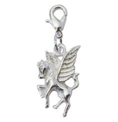 Anhänger -  Karabiner -Pegasus- Messing-versilbert 2x1cm