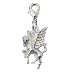 Anhänger - Karabiner -Pegasus- Messing-versilbert 2x1cm