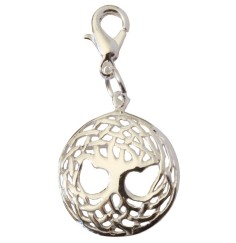 Anhänger -  Karabiner -Lebensbaum- Messing-versilbert 1,5cm