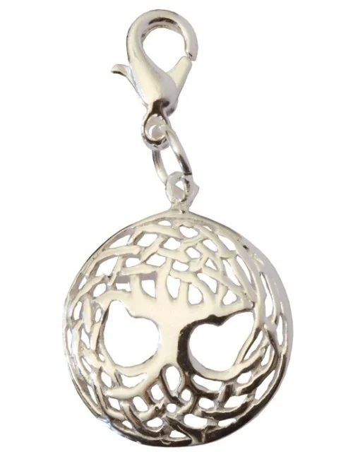 Anhänger Karabiner "Lebensbaum" Messing-versilbert 1