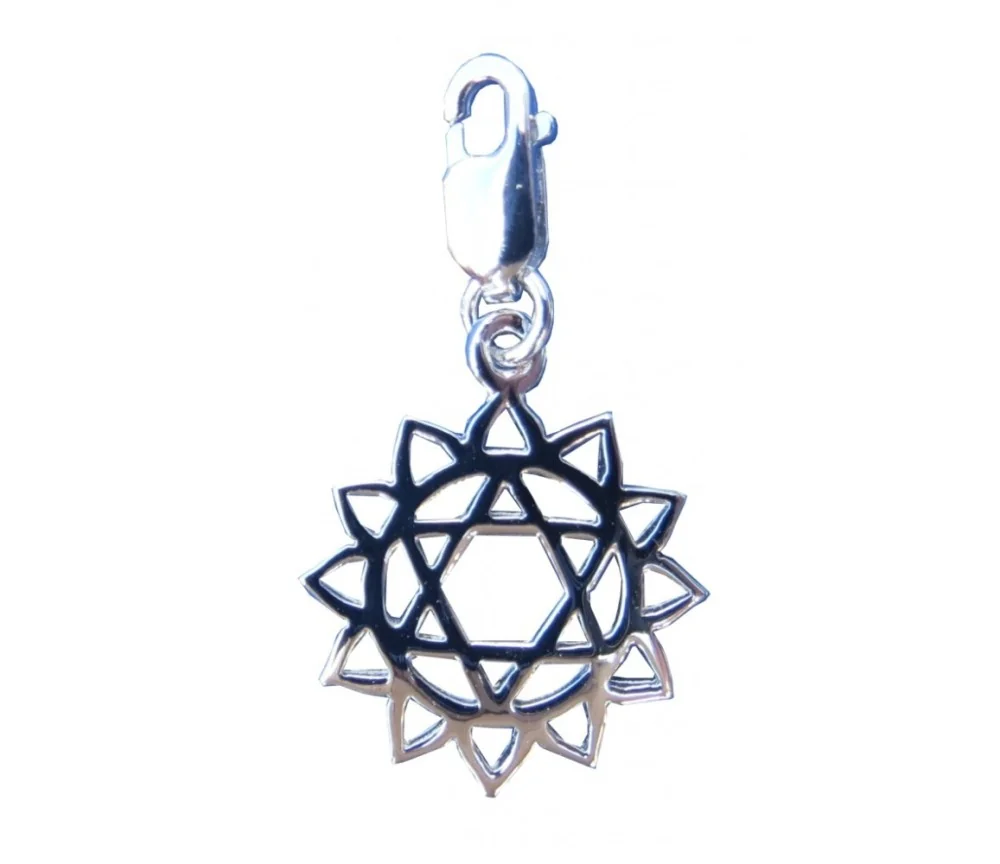 Anhänger - Karabiner -Anahatam Chakra- 1,4cm 925 Silber
