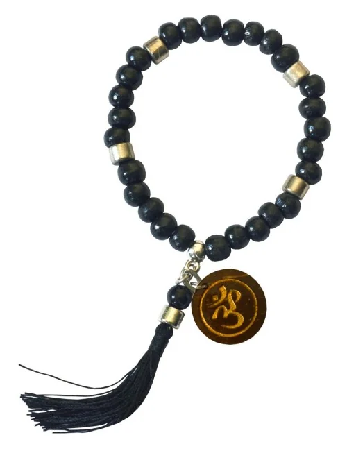 Tikra "Om" Holz schwarz mit 27 Perlen elastisch Ø 6cm