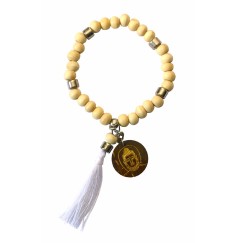Armband - Tikra - Buddha - Holz natur- 27 Perlen elastisch Ø 6cm