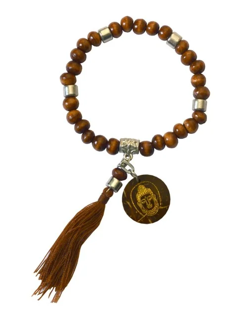 Tikra "Buddha" Holz braun mit 27 Perlen elastisch Ø 6cm