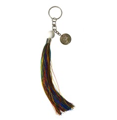 SchlüsselAnhänger -  Blume des Lebens- Nylon braun 18cmOm- Nylon bunt 18cm