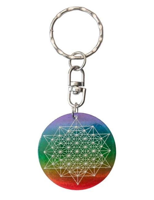 Schlüsselanhänger "Stern Tetraeder" Muschel rainbow 3