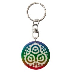 SchlüsselAnhänger -  Blume des Lebens- Nylon braun 18cmKornkreis Ammersee- Muschel rainbow 3,5cm