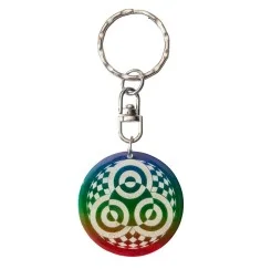 SchlüsselAnhänger - Blume des Lebens- Nylon braun 18cmKornkreis Ammersee- Muschel rainbow 3,5cm