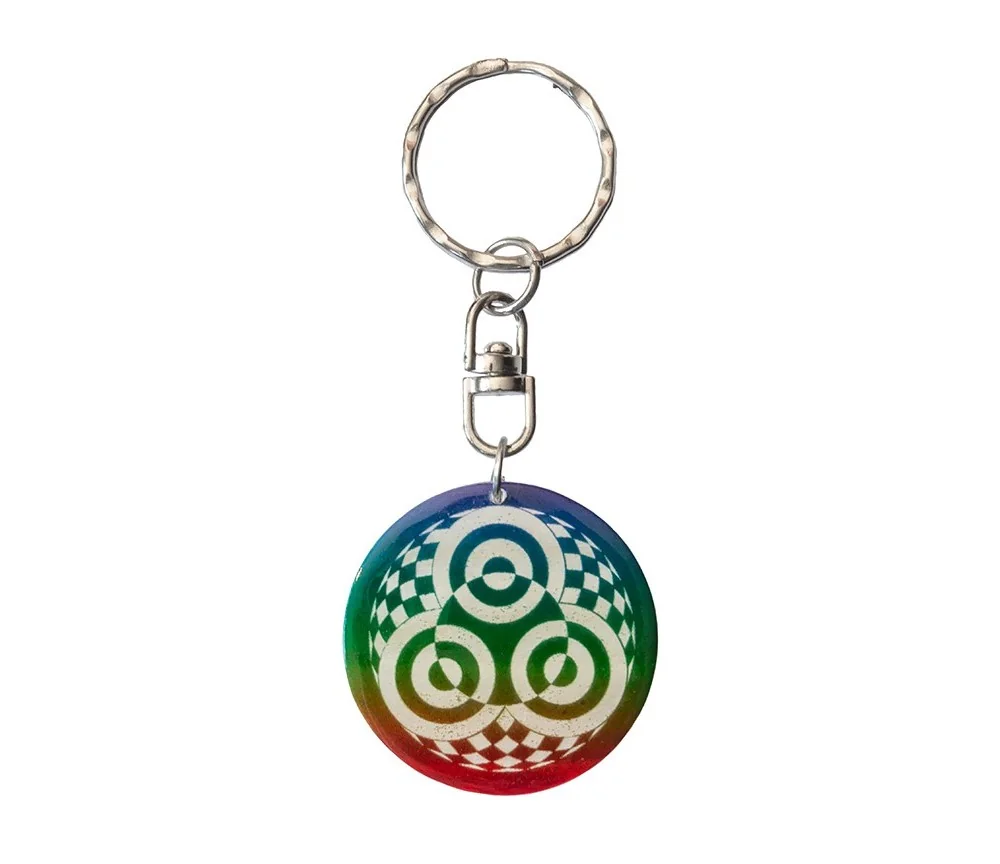 SchlüsselAnhänger - Blume des Lebens- Nylon braun 18cmKornkreis Ammersee- Muschel rainbow 3,5cm