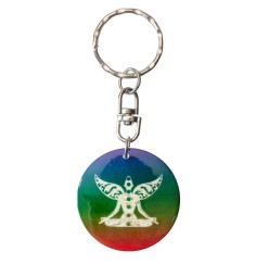 SchlüsselAnhänger -  Blume des Lebens- Nylon braun 18cmChakra Buddha- Muschel rainbow 3,5cm
