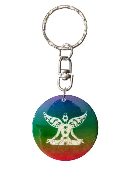 Schlüsselanhänger "Chakra Buddha" Muschel rainbow 3