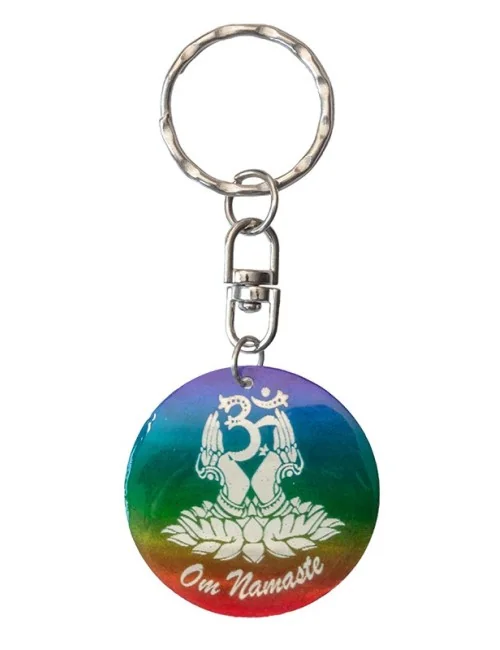 Schlüsselanhänger "Om Namaste" Muschel rainbow 3