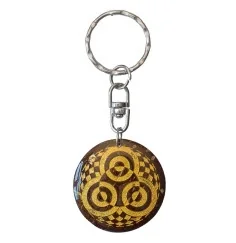 SchlüsselAnhänger - Blume des Lebens- Nylon braun 18cmKornkreis Ammersee- Coconut lackiert 3,5cm