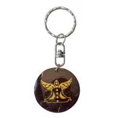 SchlüsselAnhänger - Blume des Lebens- Nylon braun 18cmChakra Buddha- Coconut lackiert 3,5cm