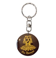 SchlüsselAnhänger -  Blume des Lebens- Nylon braun 18cmOm Namaste- Coconut lackiert 3,5cm