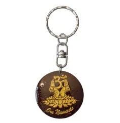 SchlüsselAnhänger - Blume des Lebens- Nylon braun 18cmOm Namaste- Coconut lackiert 3,5cm