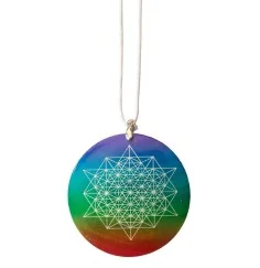Halskette - Stern Tetraeder- Muschel Airbrush rainbow 5cm