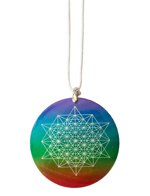 Halskette "Stern Tetraeder" Muschel Airbrush rainbow 5cm