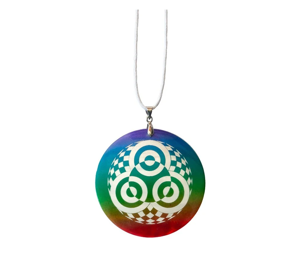 Halskette - Kornkreis Ammersee- Muschel Airbrush rainbow 5cm