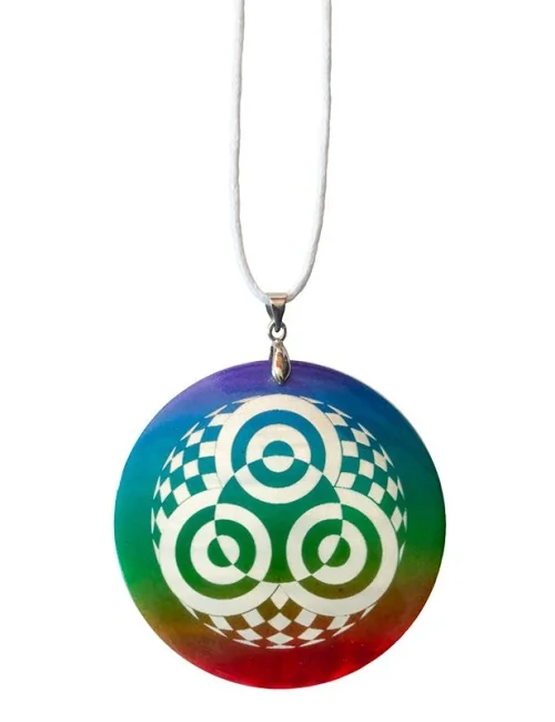 Halskette "Kornkreis Ammersee" Muschel Airbrush rainbow 5cm