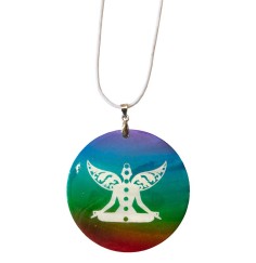 Halskette - Chakra Buddha- Muschel Airbrush rainbow 5cm
