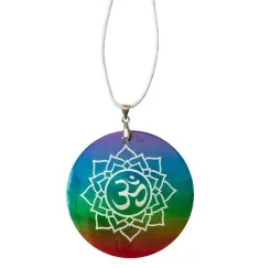 Halskette - Lotus Om- Muschel Airbrush rainbow 5cm