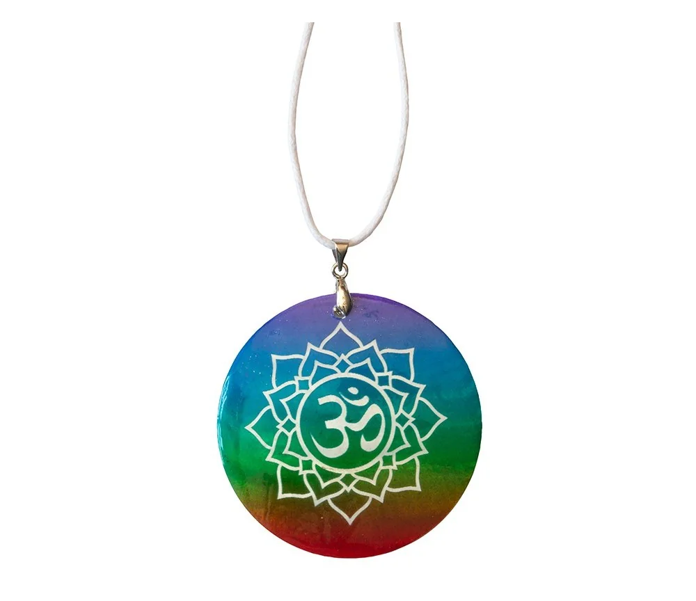 Halskette - Lotus Om- Muschel Airbrush rainbow 5cm