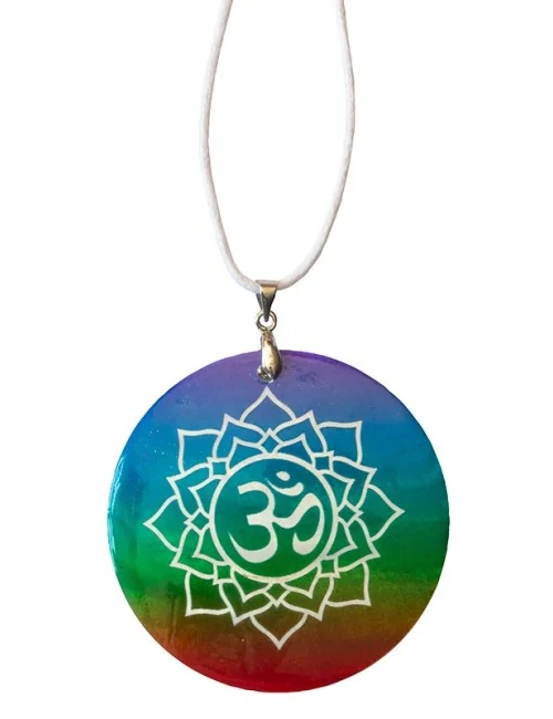 Halskette "Lotus Om" Muschel Airbrush rainbow 5cm