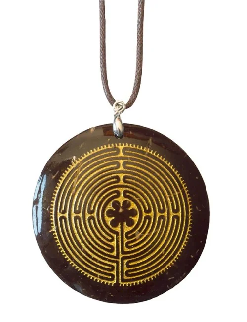 Halskette "Labyrinth Chartres" Coconut gold lackiert 5cm