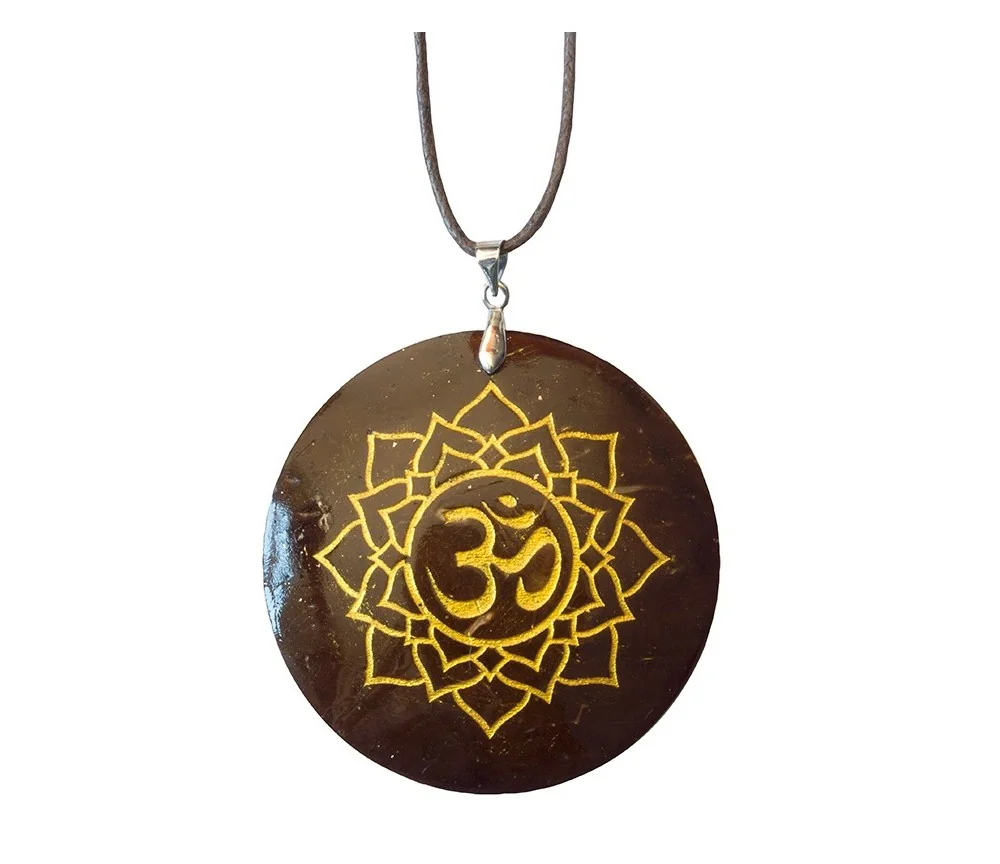 Halskette - Lotus Om- Coconut gold lackiert 5cm