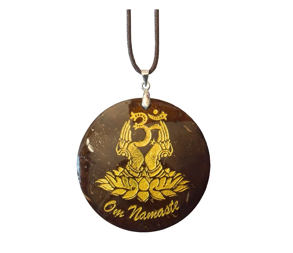 Halskette - Om Namaste- Coconut gold lackiert 5cm