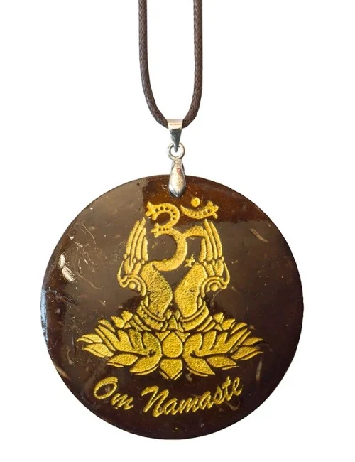 Halskette "Om Namaste" Coconut gold lackiert 5cm