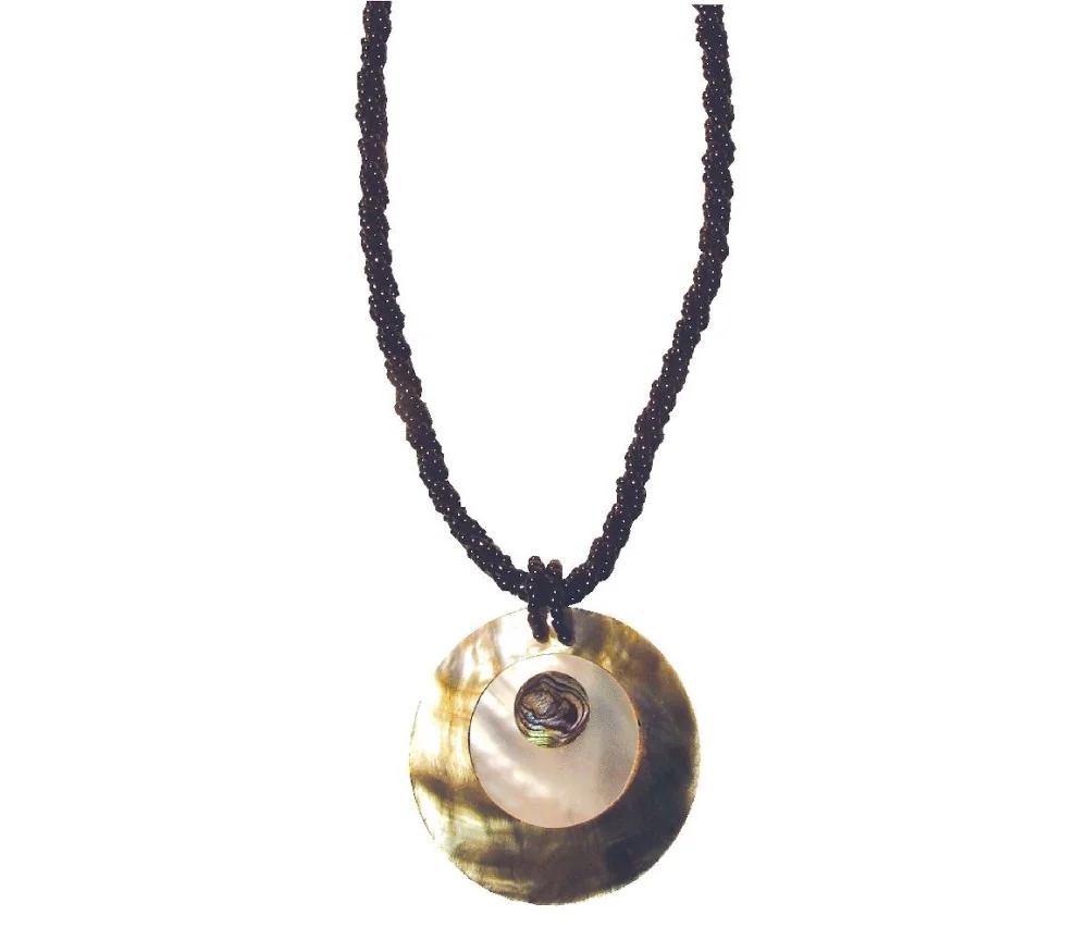 Halskette - Muschelmosaik - Mother of Pearl- 6cm schwarz