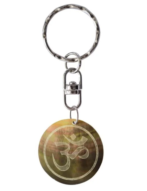 Schlüsselanhänger Gravur "OM" Muschel Ø 3cm