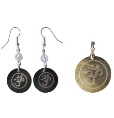 Schmuckset - Muschel - OM Anhänger  Ø3cm & Ohrringe Ø2cm