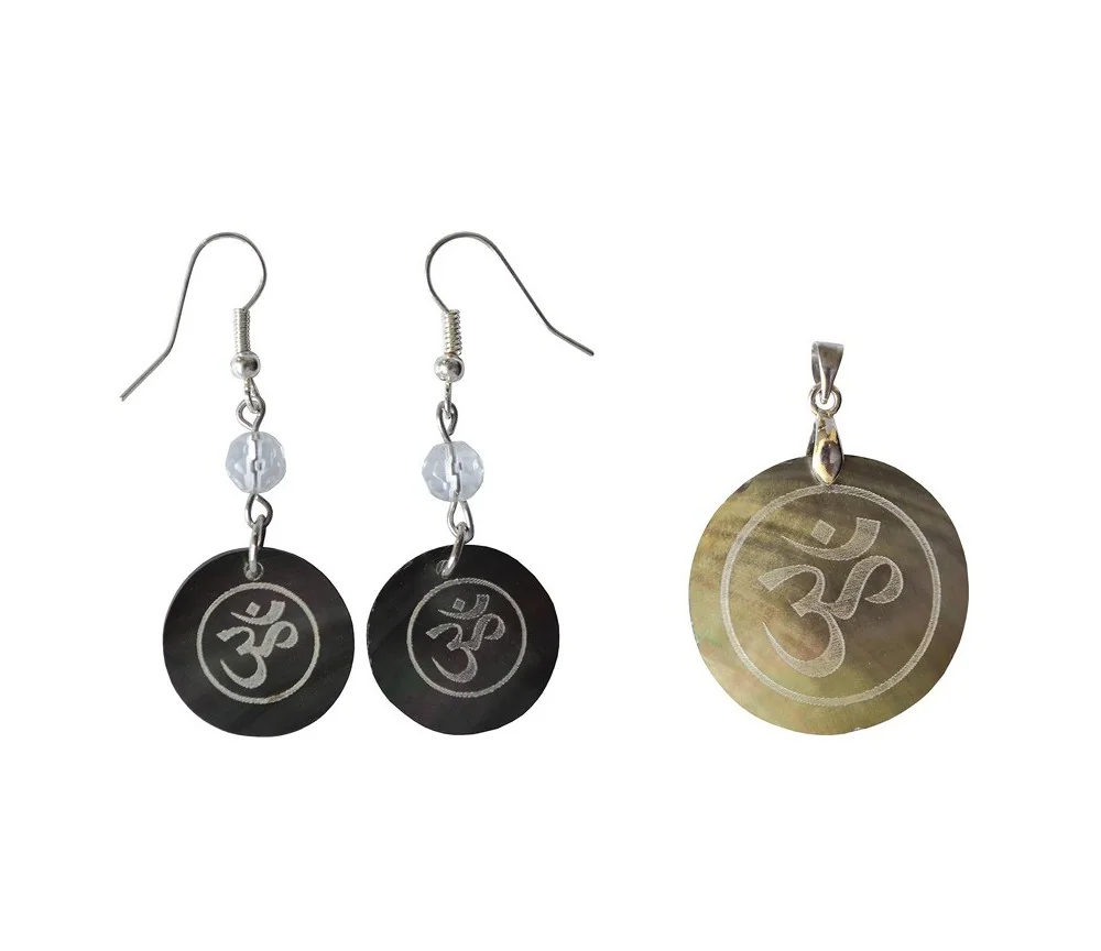 Schmuckset - Muschel - OM Anhänger Ø3cm & Ohrringe Ø2cm