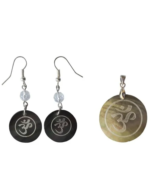 Set Gravur "OM" Muschel Anhänger Ø3cm