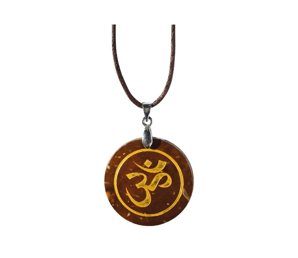 Halskette - Gravur -OM- Kokus Ø3cm