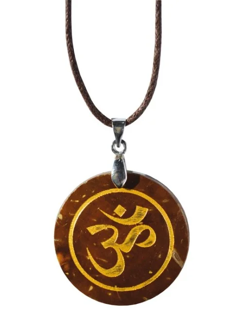 Halskette Gravur "OM" Kokus Ø3cm