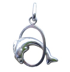 Anhänger -  Delphin im Kreis- 925 Silber 2,2g