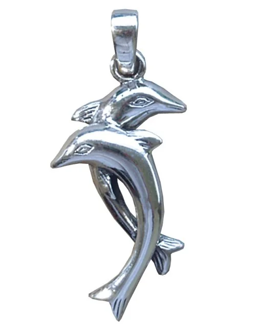 Anhänger "Delphine zus. springend" Silber 925 2
