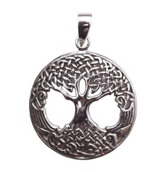 Anhänger -  Keltischer Lebensbaum- Messing versilbert