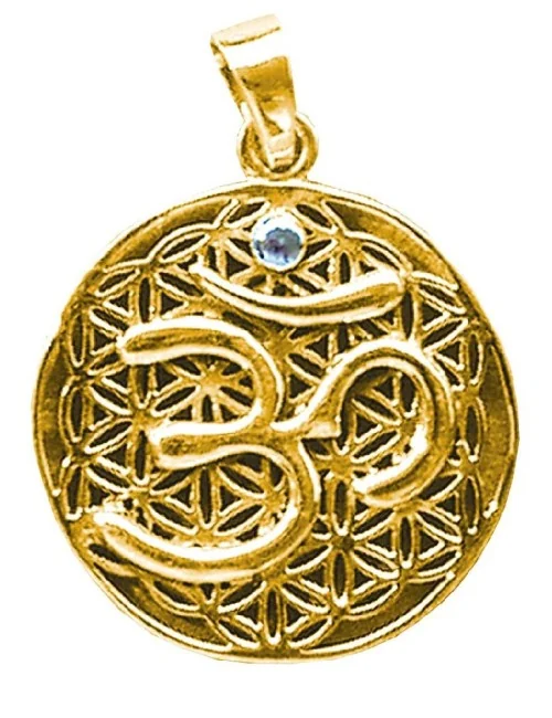 Anhänger "Blume des Lebens mit Om" MESSING