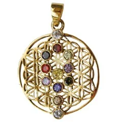 Anhänger - Blume des Lebens mit Lebensbaum- 12 Zirkonen