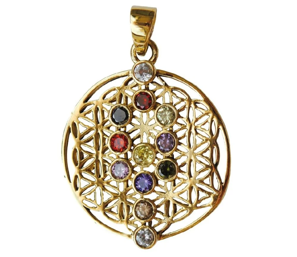 Anhänger - Blume des Lebens mit Lebensbaum- 12 Zirkonen