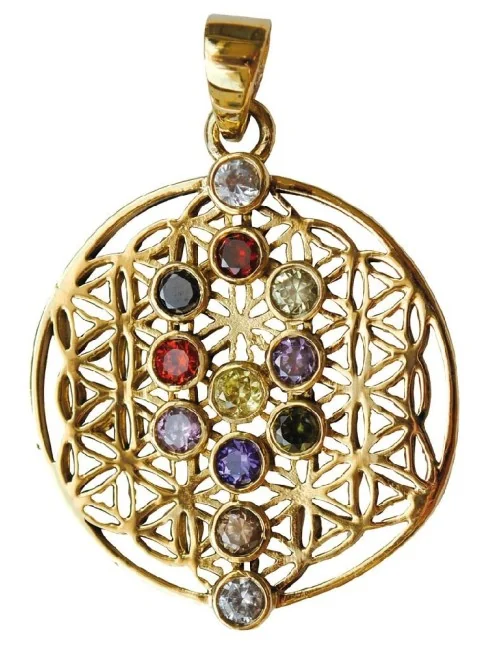 Anhänger "Blume des Lebens mit Lebensbaum" 12 Zirkonen