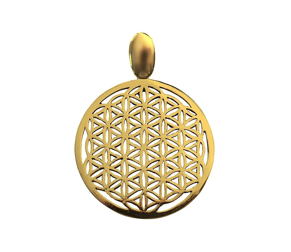 Anhänger - Blume des Lebens- gross 3,6cm Messing